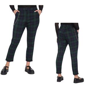 Hot Topic Women’s Juniors Sz L Tartan Blue Green Plaid Pants